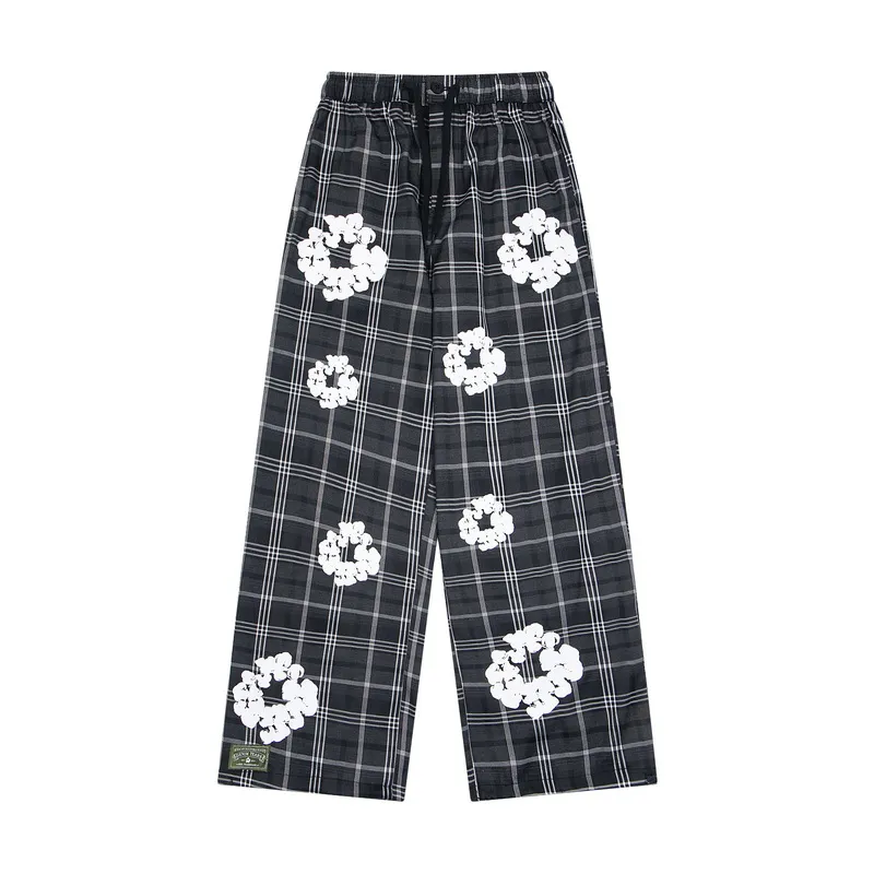 200💰D301# DENIM TEARS READYMADE foam kapok plaid casual pants 18 gray, red S-XL